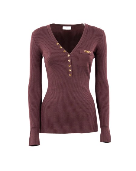 Shop ELISABETTA FRANCHI  Maglia: Elisabetta Franchi maglia a costine con taschino.
Scollo a V.
Taschino con logo in metallo dorato.
Bottoni a 4 fori.
Vestibilità Slim.
Composizione: 64%Lyocell 20%Poliammide 16%Seta.
Made in Italy.. MK12B56E2-EA4
